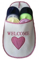 Cotton terry home set slippers heart